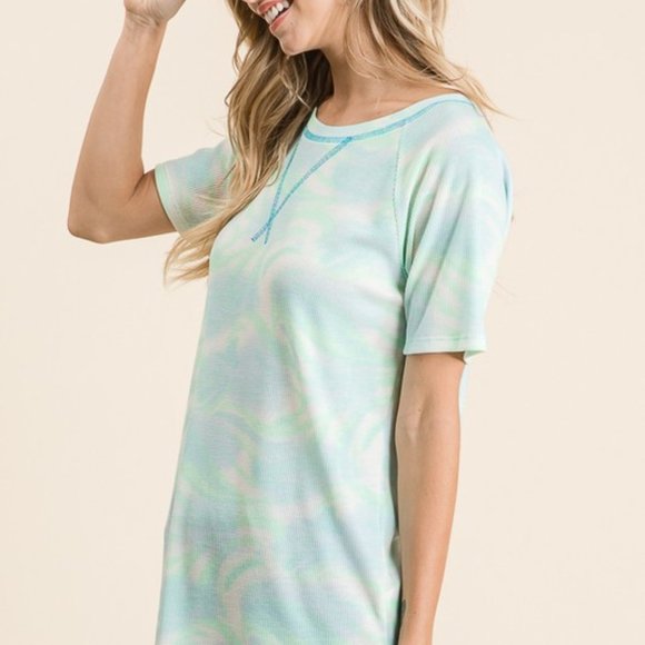 Waffle Knit Tie Die Tee NWT - Picture 3 of 5